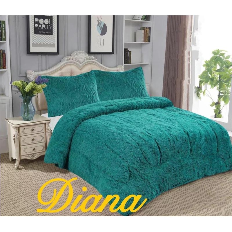 DIANA - PLUMON PELUDO TURQUESA QUITA FRIO 2 PLAZA SUAVE COMODO Y CALIDO
