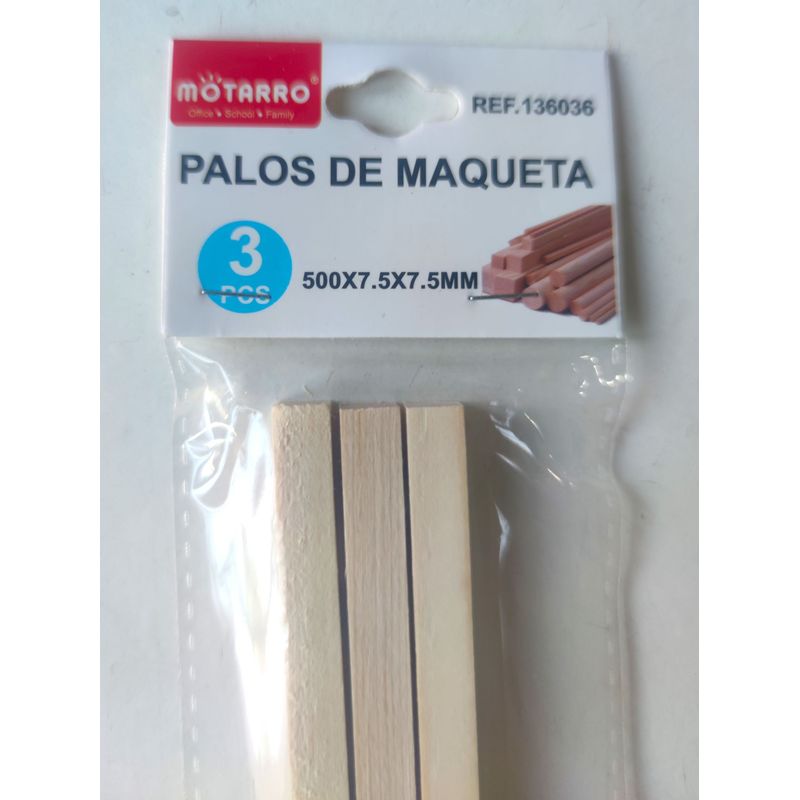 GENERICO - 3 Bolsas De Palos Para Maqueta/madera 50cm X 7.5mm X 7.5mm
