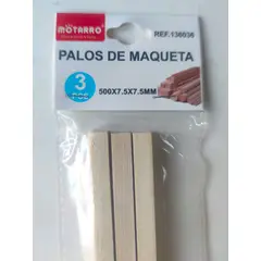 GENERICO - 3 Bolsas De Palos Para Maqueta/madera 50cm X 7.5mm X 7.5mm