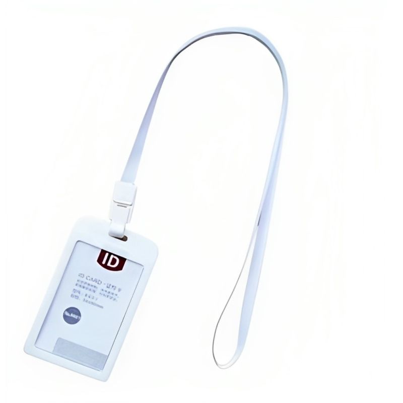 GENERICO - PACK DE 12 PORTA CREDENCIALES CON CINTA BLANCO