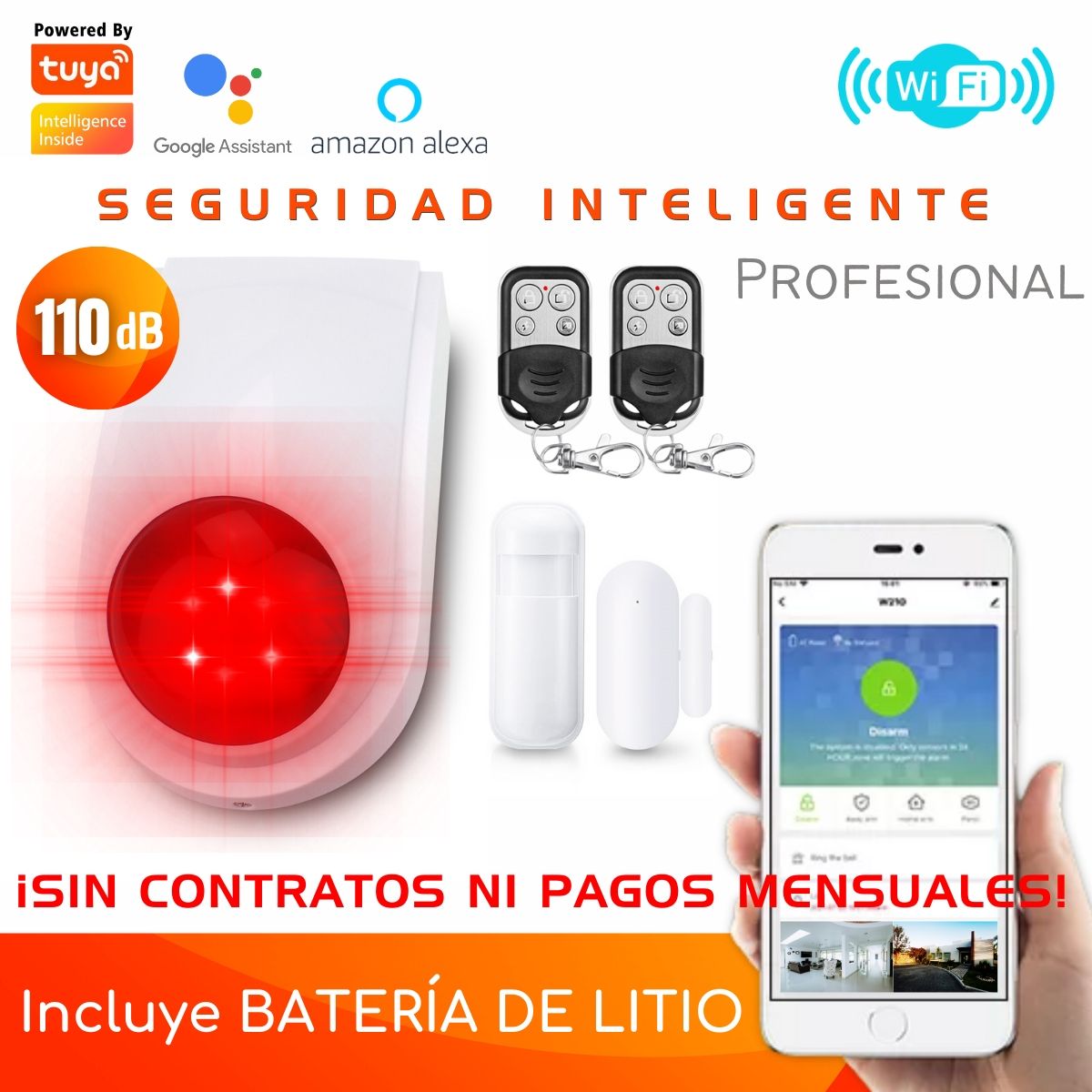 D MOTICA - Kit Alarma Wifi Seguridad Inteligente Inalámbrica A4