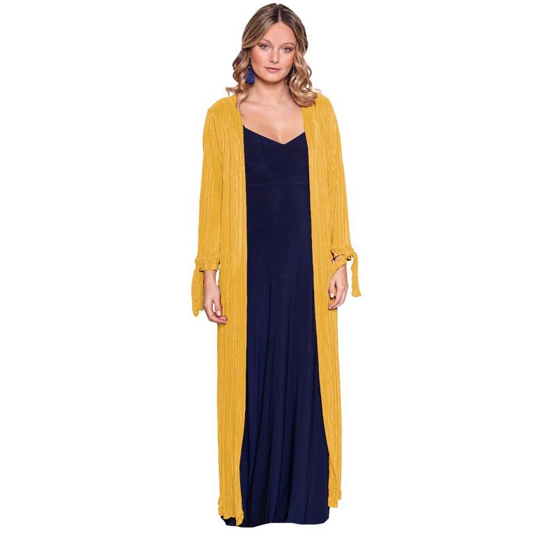 MARIA PASKARO - Tapado Kimono Largo Verona Mostaza Plisado Maria Paskaro - Amarillo