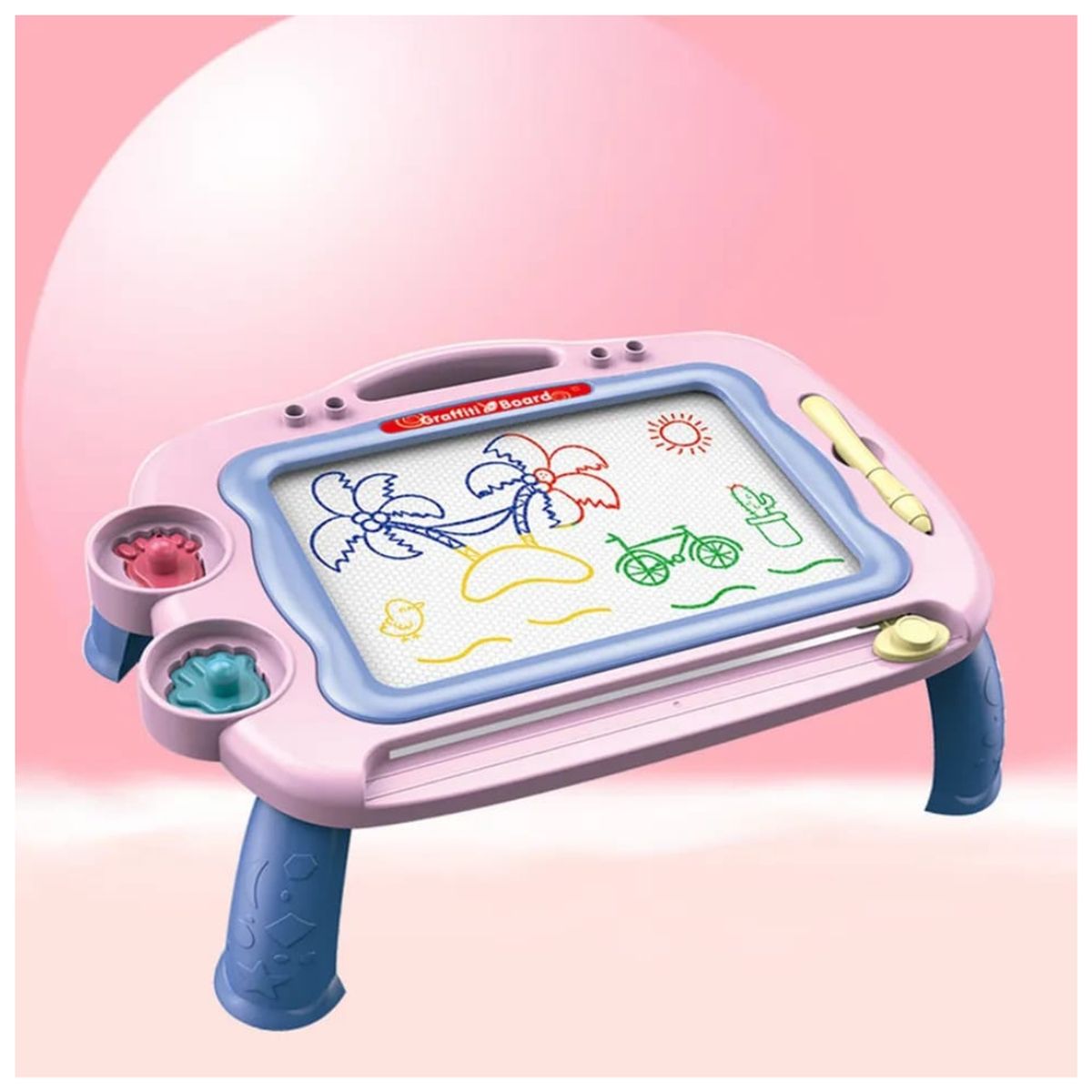 OEM - JUEGO TABLERO DE DIBUJO MAGNETICO CON SOPORTE ROSA