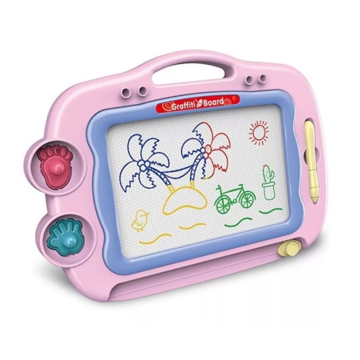 OEM - JUEGO TABLERO DE DIBUJO MAGNETICO CON SOPORTE ROSA