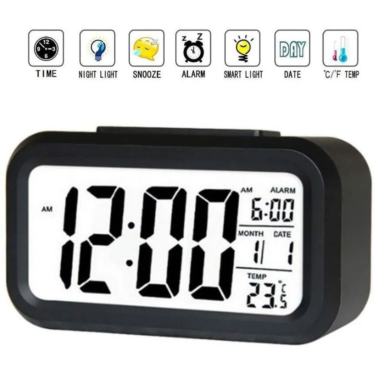 OEM - RELOJ ALARMA DESPERTADOR DIGITAL CON ILUMINACION