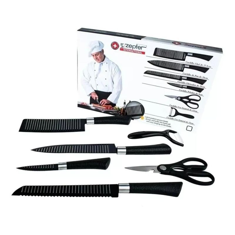 OEM - SET DE CUCHILLOS 6 PIEZAS CON MANGO ERGONOMICO