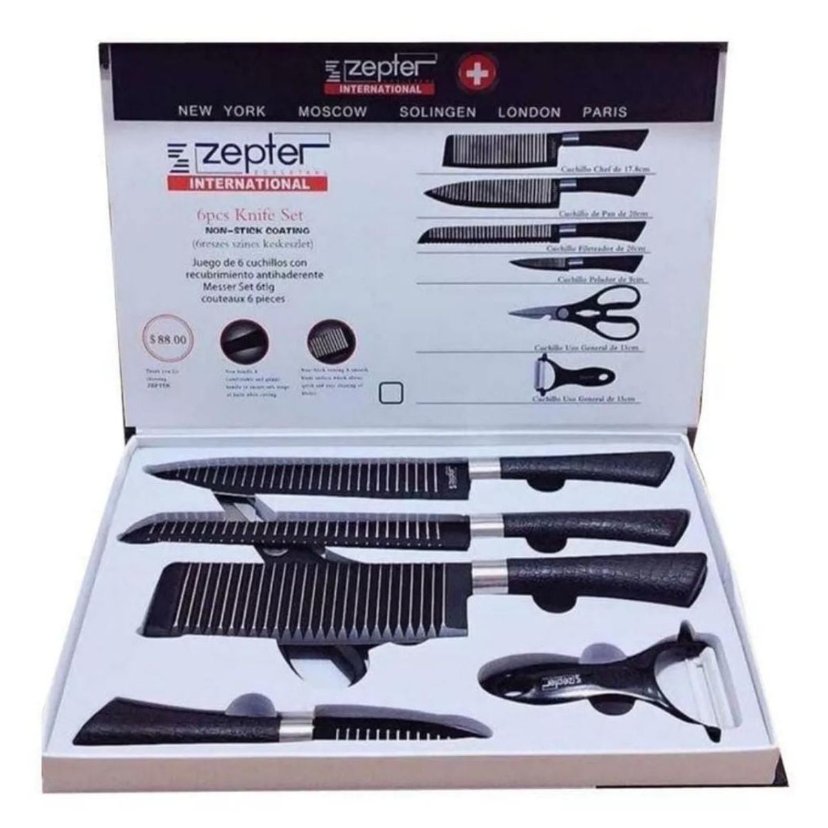 OEM - SET DE CUCHILLOS 6 PIEZAS CON MANGO ERGONOMICO