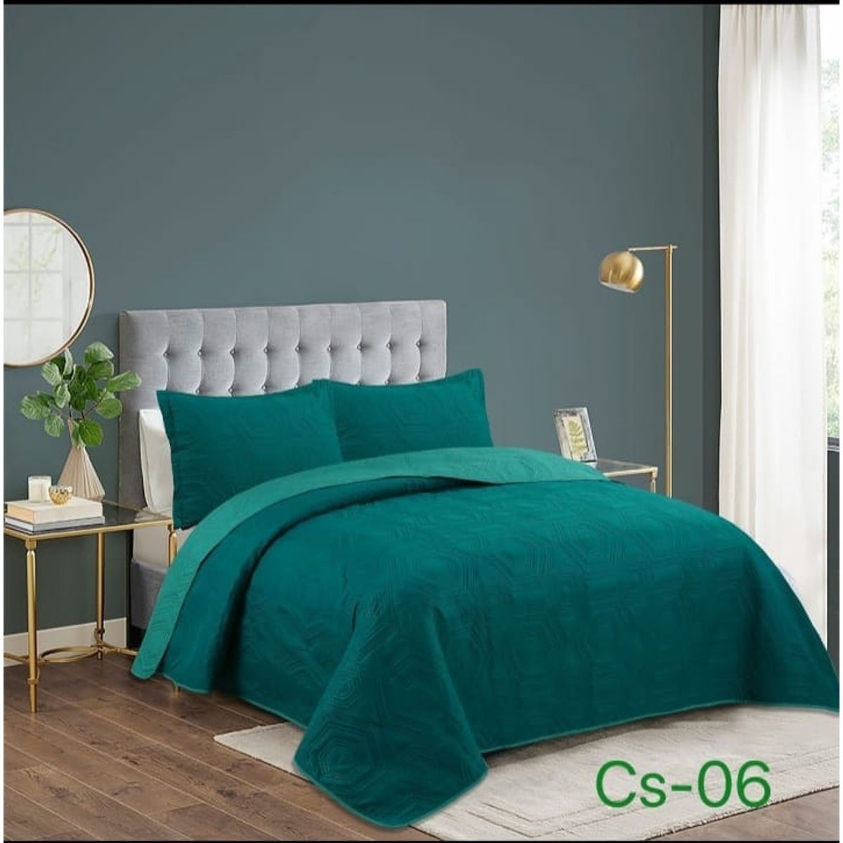 GENERICO - Quilt de Verano 1.5 Plaza. Color Verde Cs06