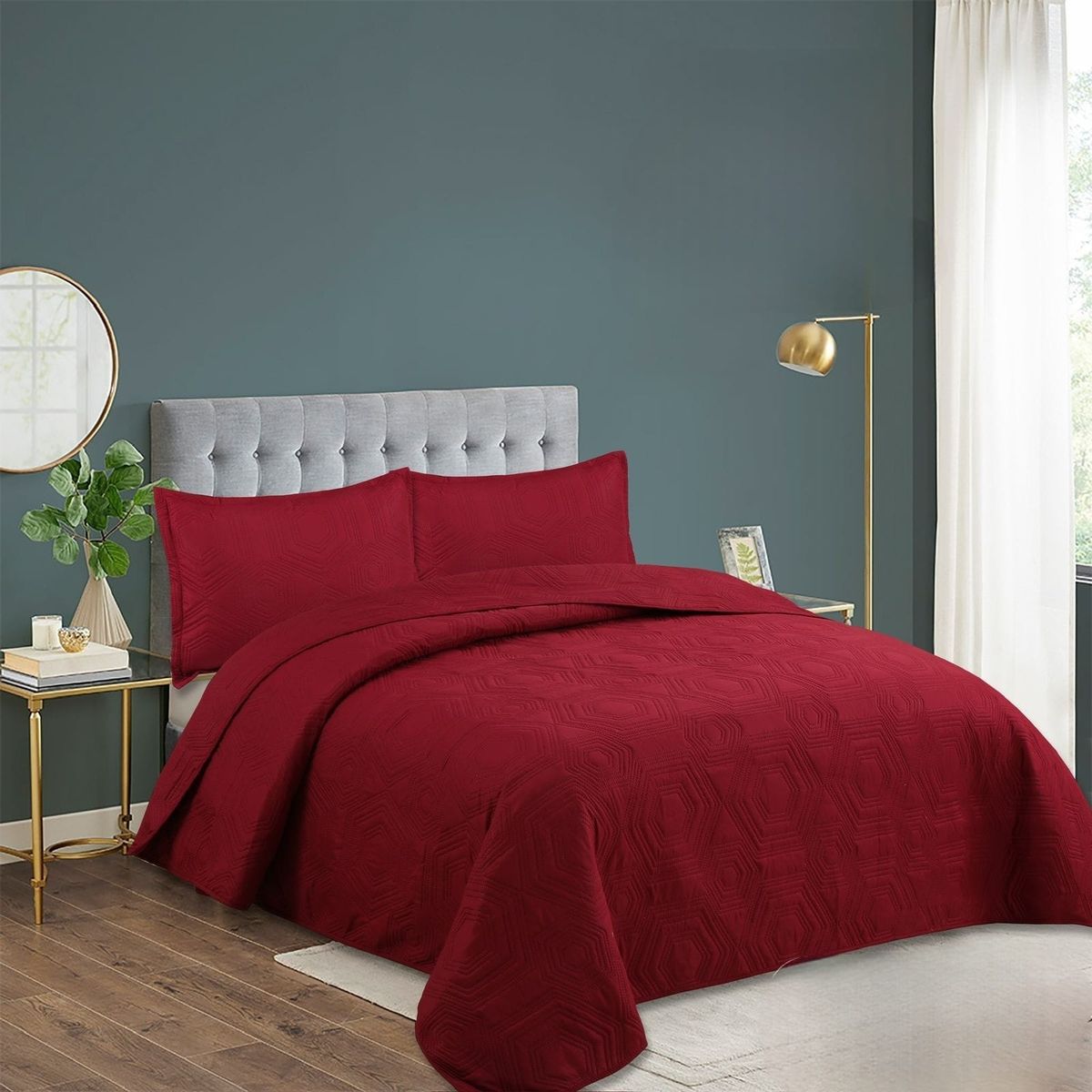 GENERICO - Quilt de Verano 1.5 Plaza. Color Rojo Italiano