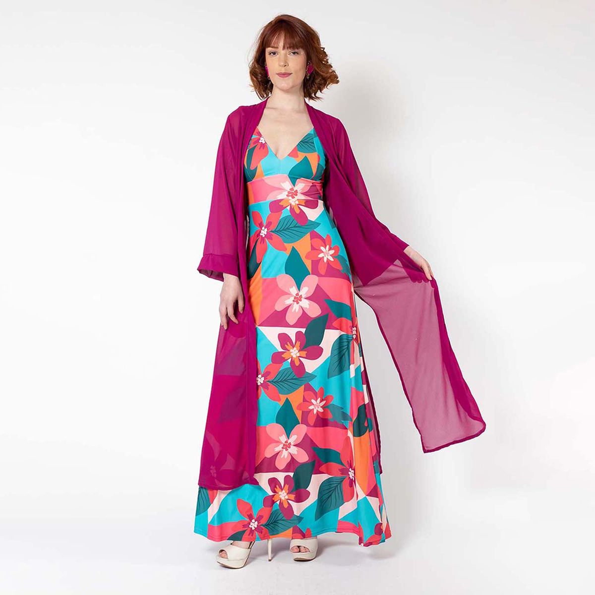 NATALIA SEGUEL - Kimono Largo Fucsia Natalia Seguel