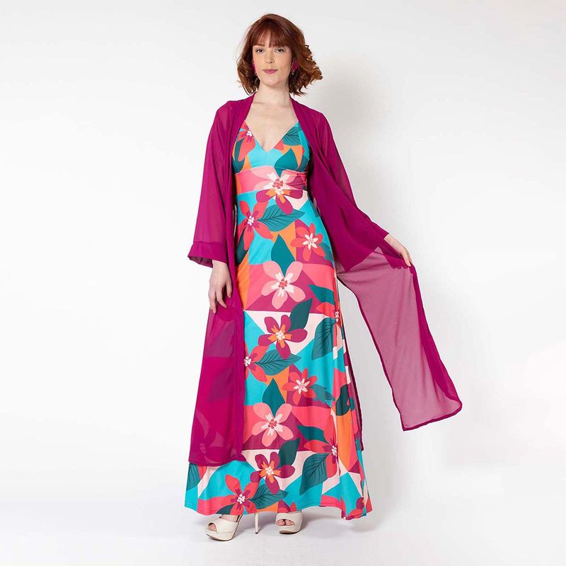 NATALIA SEGUEL - Kimono Largo Fucsia Natalia Seguel