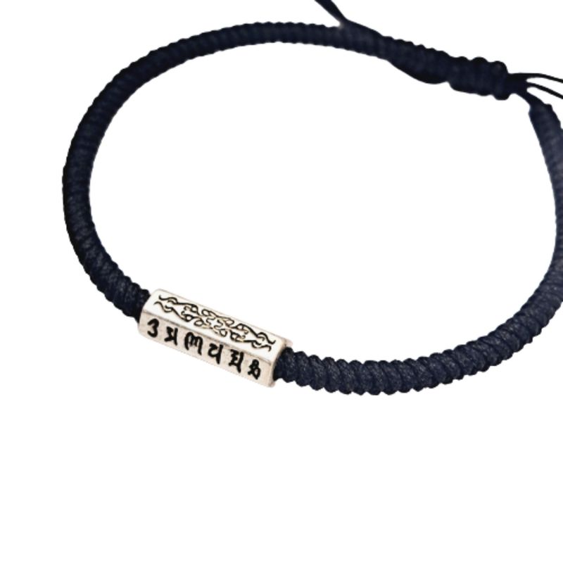 GENERICO - Pulsera Tibetana - Pulsera hilada negra con decoración de protección