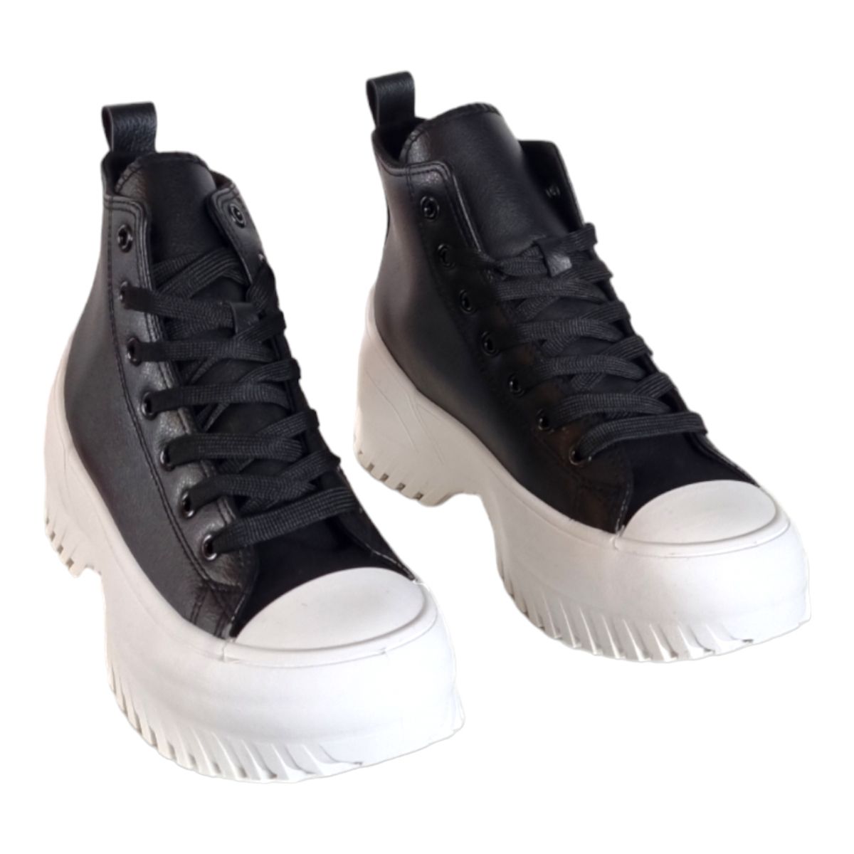 HERIEL - Zapatilla Eco Cuero Plataforma Run Star Caña Alta Tendencia Urbana