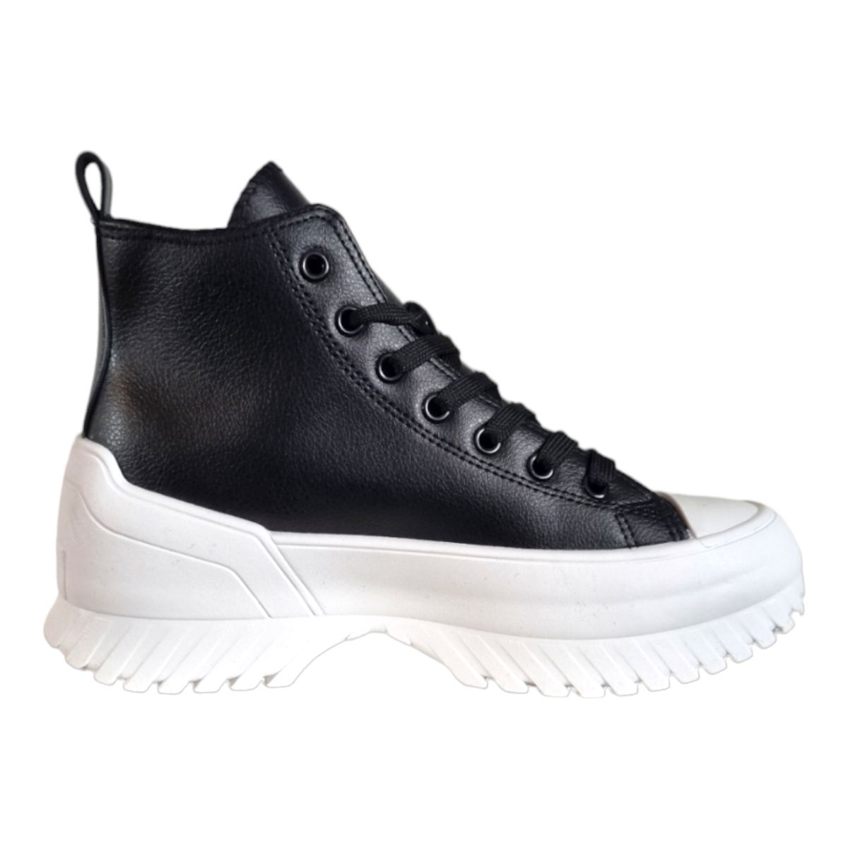 HERIEL - Zapatilla Eco Cuero Plataforma Run Star Caña Alta Tendencia Urbana
