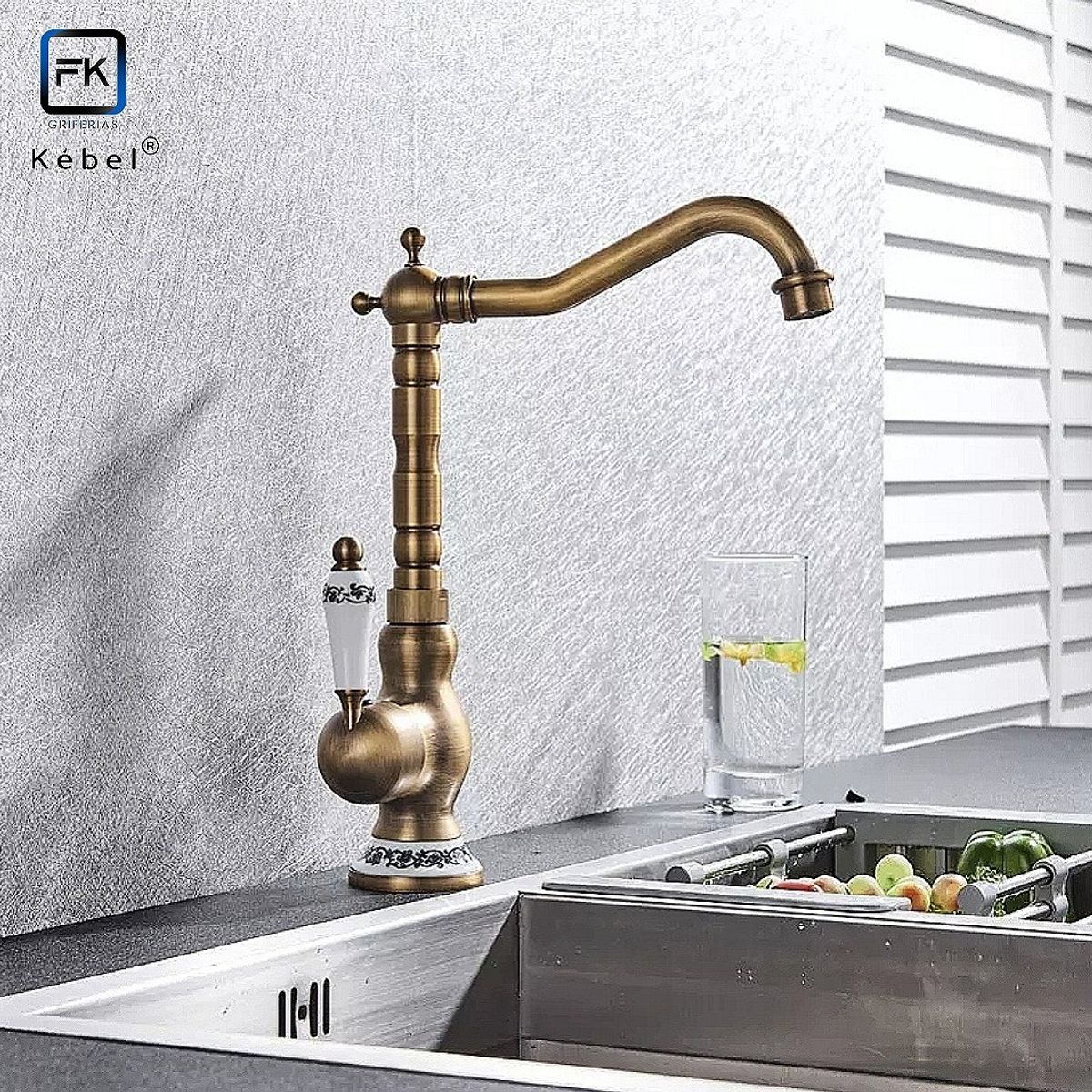 GENERICO - Llave Monomando Lavaplatos Vintage Archaize Ceramic FK