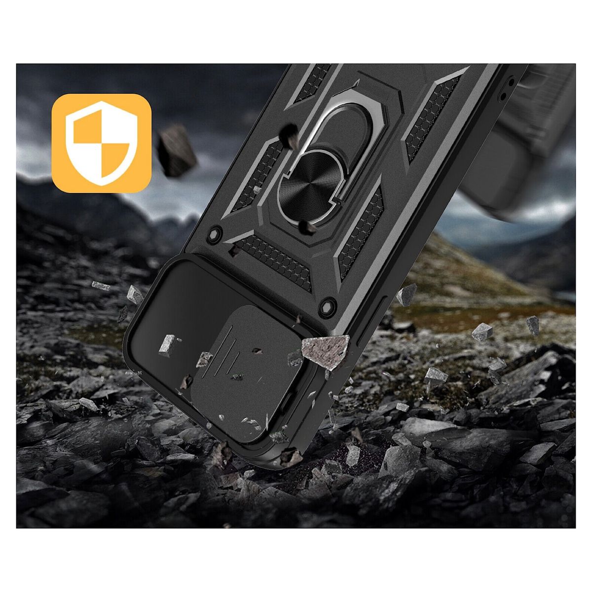 GENERICO - Carcasa Armor Con Anillo Para iPhone 15 Pro Max - Negro