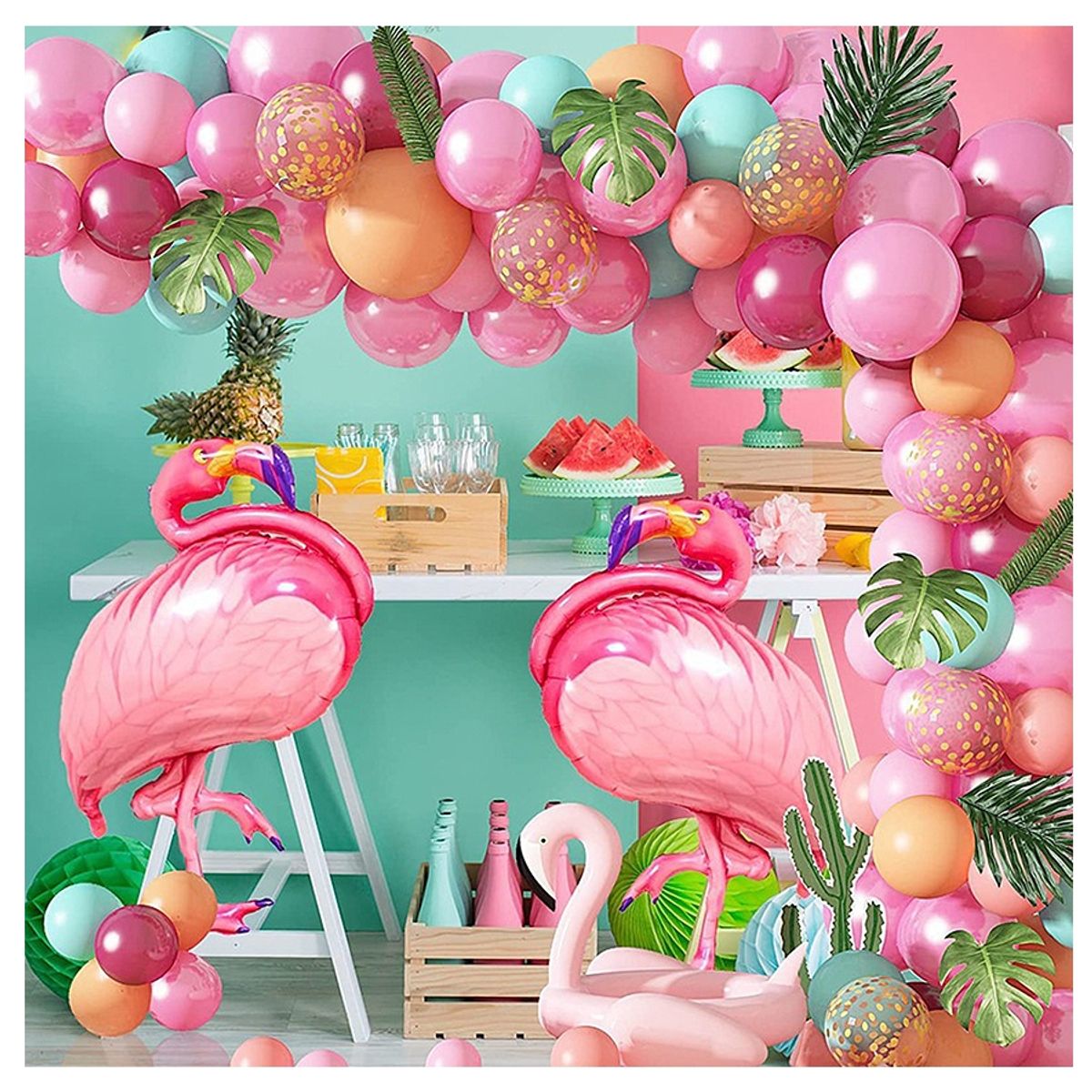 TNAKIEX - Kit De Decoración Globos Metálicos Cumpleaños Flamencos Ins