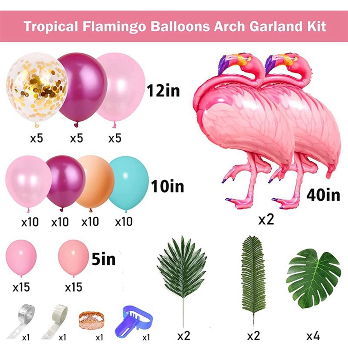 TNAKIEX - Kit De Decoración Globos Metálicos Cumpleaños Flamencos Ins