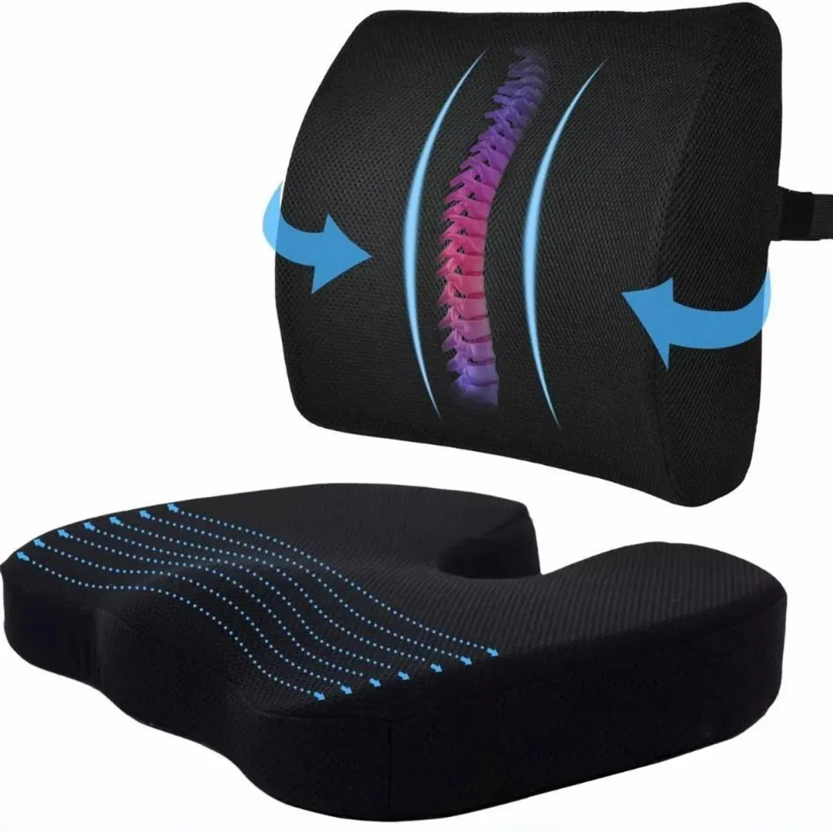 TNAKIEX - Cojín De Asiento De Gel Y Almohada De Soporte Lumbar Lavable