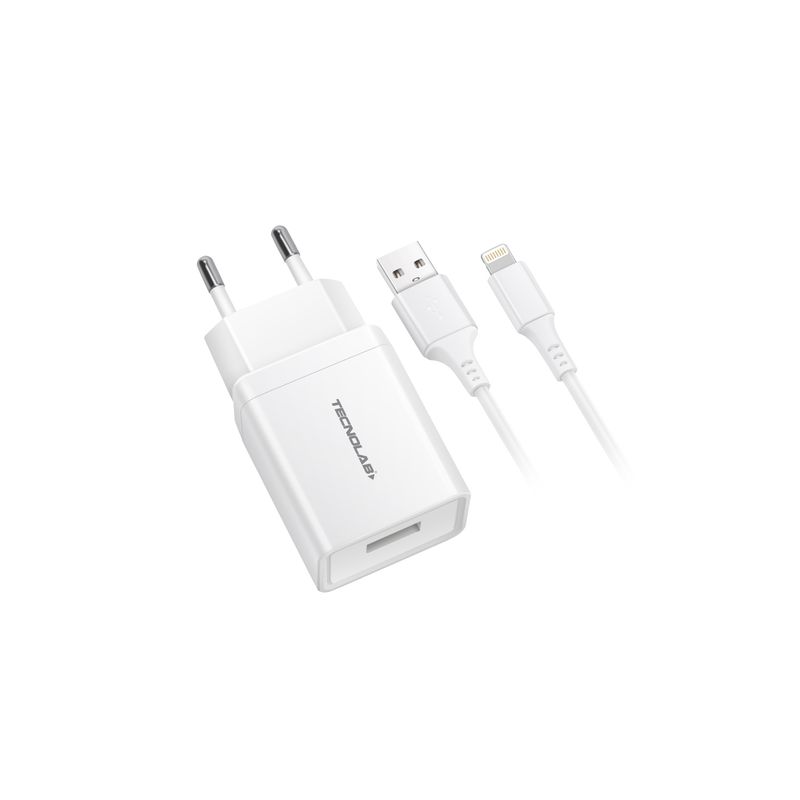 TECNOLAB - Cargador de Pared 2.1 A Con Cable USB a Lightning 10,5 W