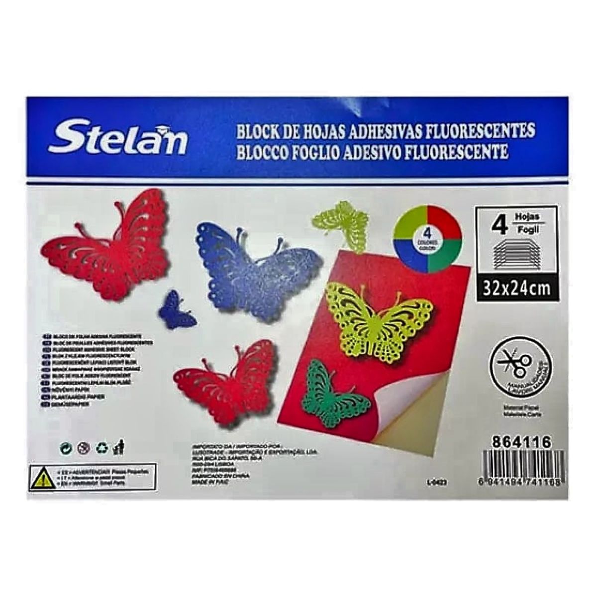GENERICO - Block De Papel Adhesivo De Colores Fluorescentes 4 Hojas