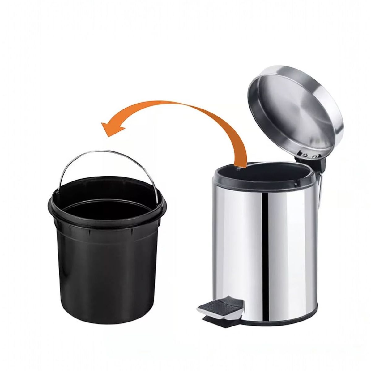 ALDAY - Basurero de Pedal de 8Litros en Acero Inoxidable