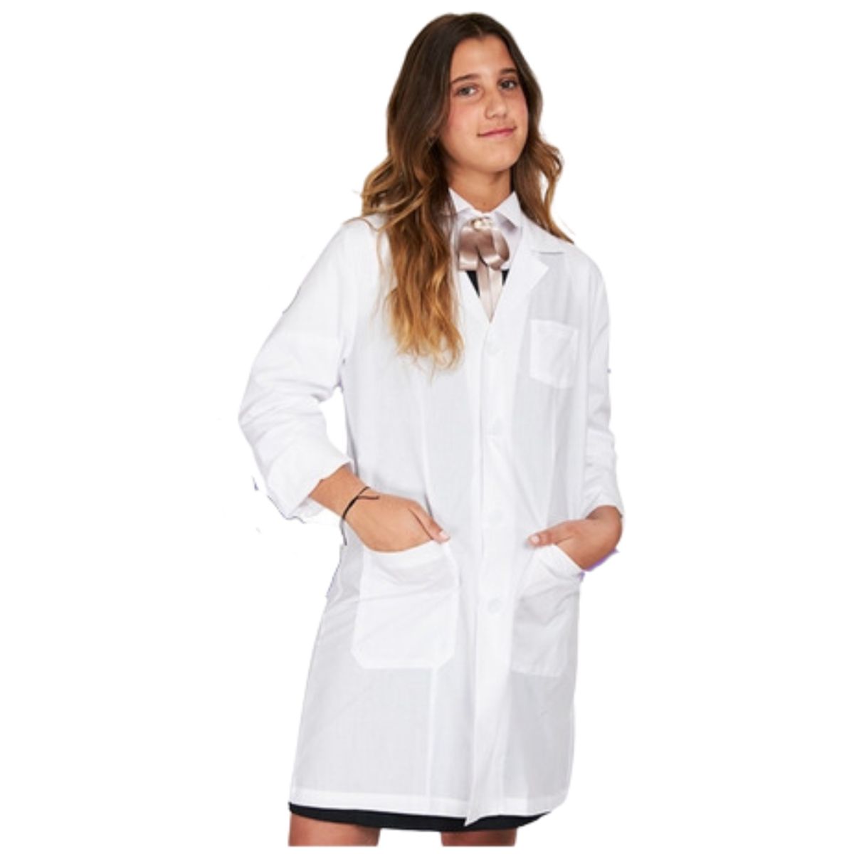 GENERICO - Delantal Colegio Juvenil Clásico Blanco - Talla 38 a 50