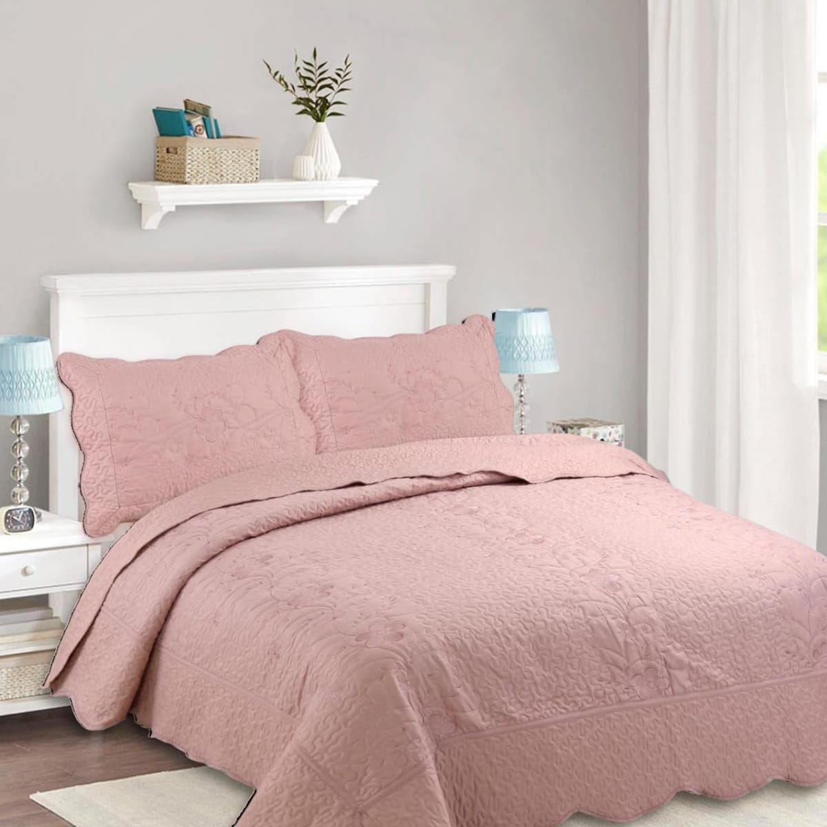 GENERICO - Cubrecama Quilt 2 plazas, Palo Rosa