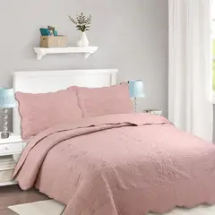 GENERICO - Cubrecama Quilt 2 plazas, Palo Rosa