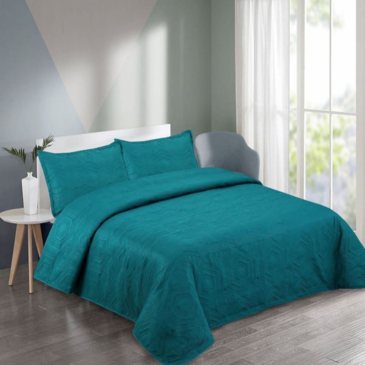 GENERICO - Cubrecama Quilt Unicolor Plaza y Media