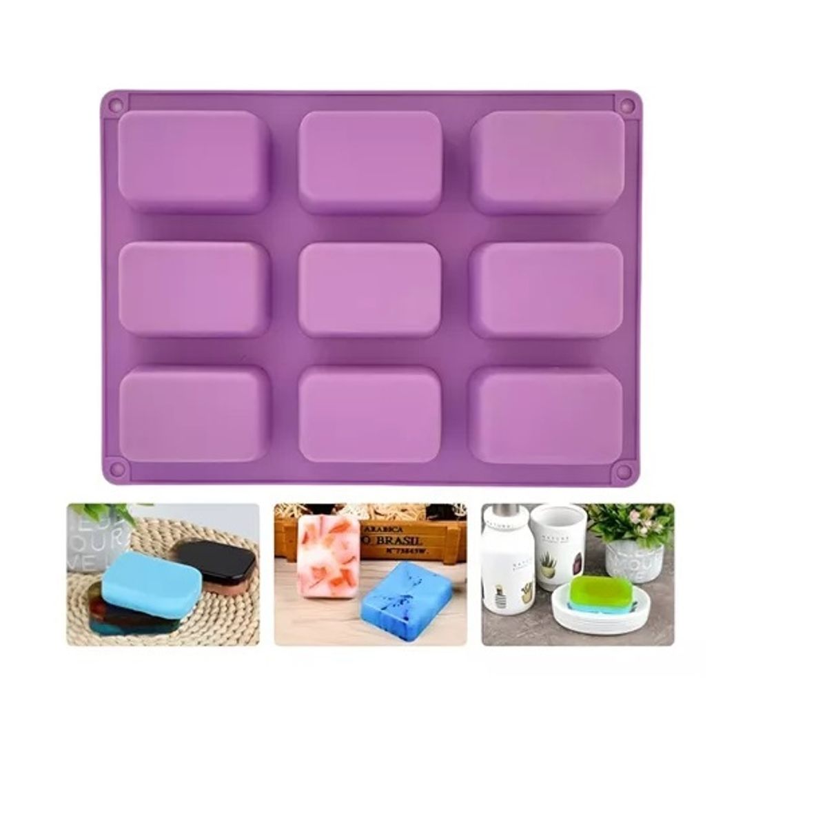 GENERICO - Molde Silicona Molde Jabon Artesanal Mole Barra 9cav