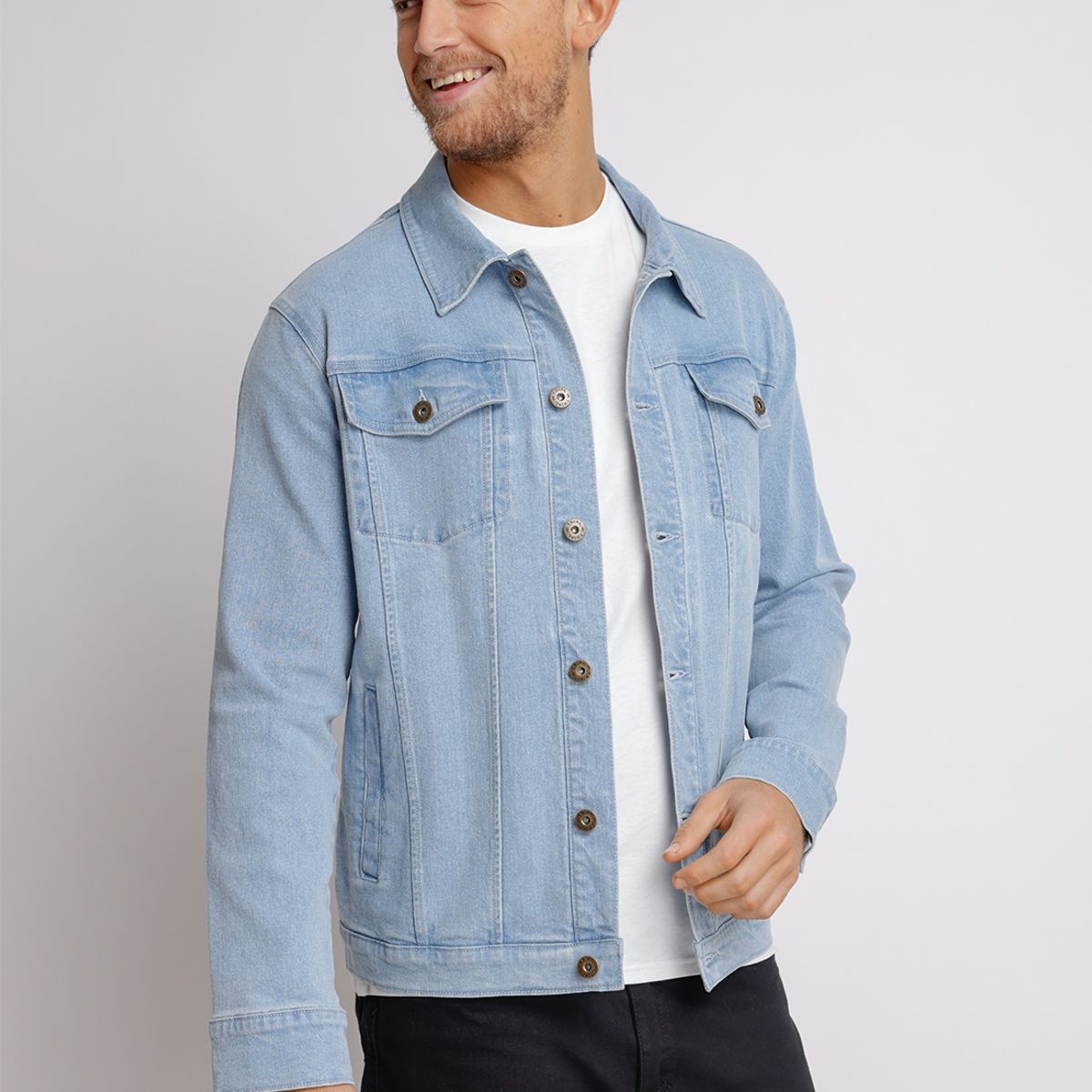 TRIAL - Chaqueta hombre Casual Slim Fit Tiana Algodón Celeste