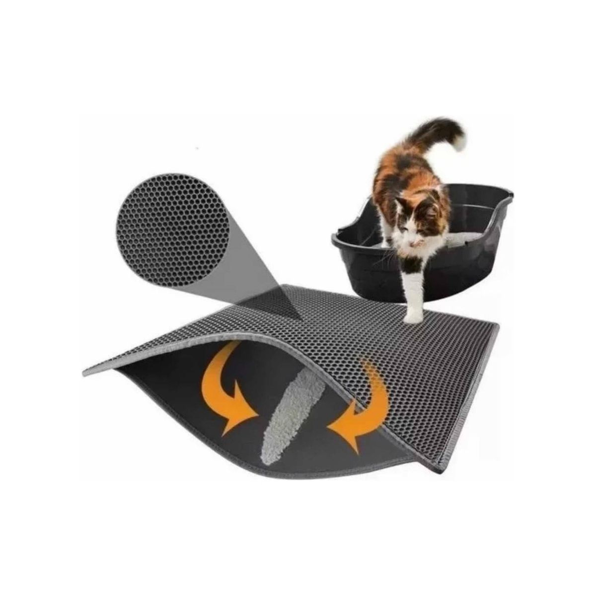 U BUY - Alfombra Atrapa Arena Para Gatos,  Arenero Mascotas  Negro