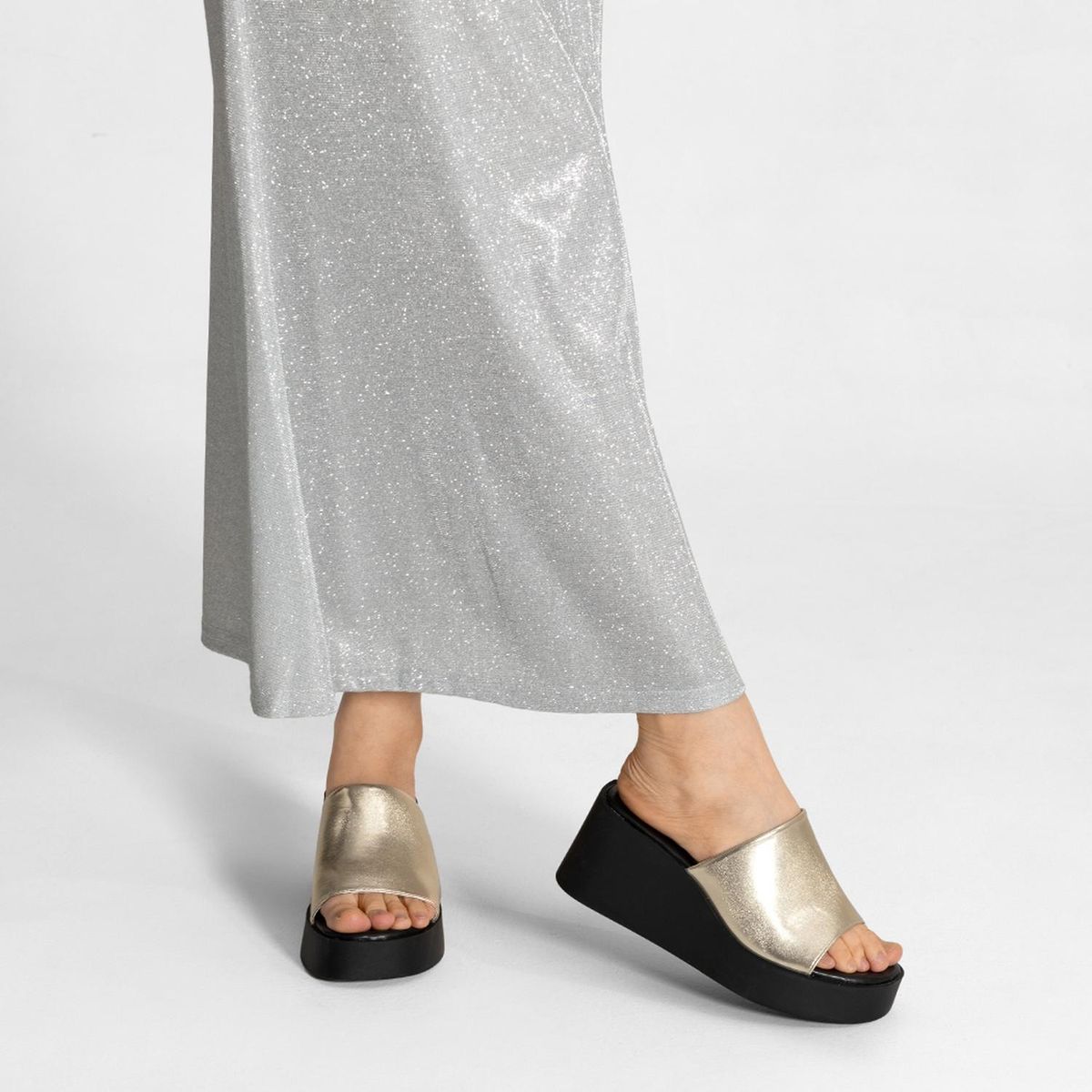 WEIDE - Sandalia Casual Plataforma Dorada Mujer Weide QIU330