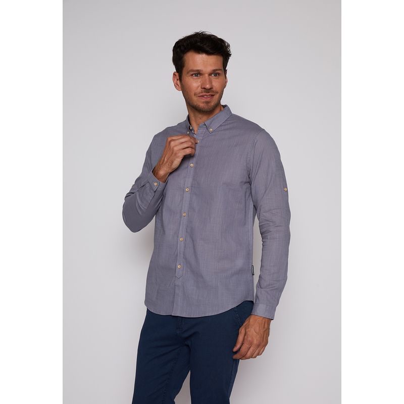 FAMILY SHOP - Camisa Hombre Manga Larga Lino Lavanda Family Shop