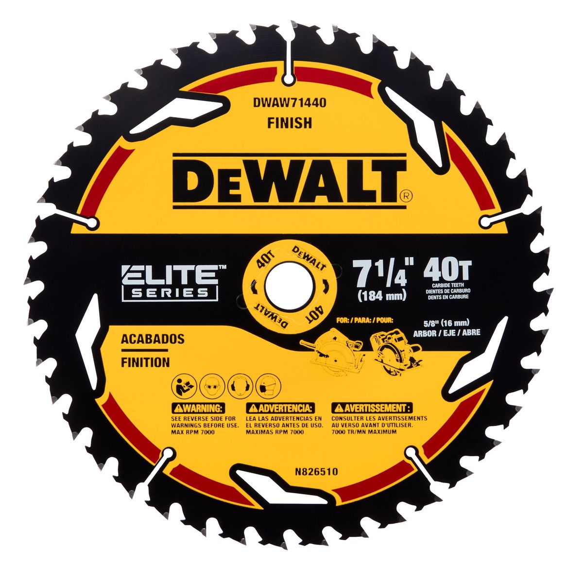 DEWALT - Disco de Sierra 7-1/4" 40T ELITE SERIES™ DEWALT DWAW71440