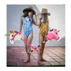 GENERICO - Peluche Unicornio con Palo Color Rosado 90 Cms Sonido Relincho