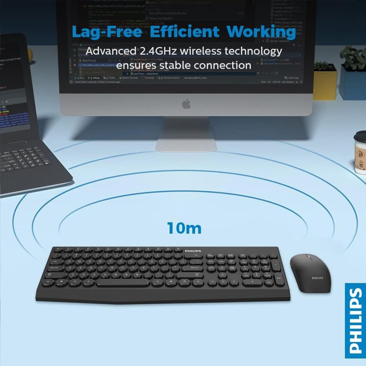 PHILIPS - Kit Mouse y Teclado Inalámbrico Philips SPT6323 Wireless 2G - Negro