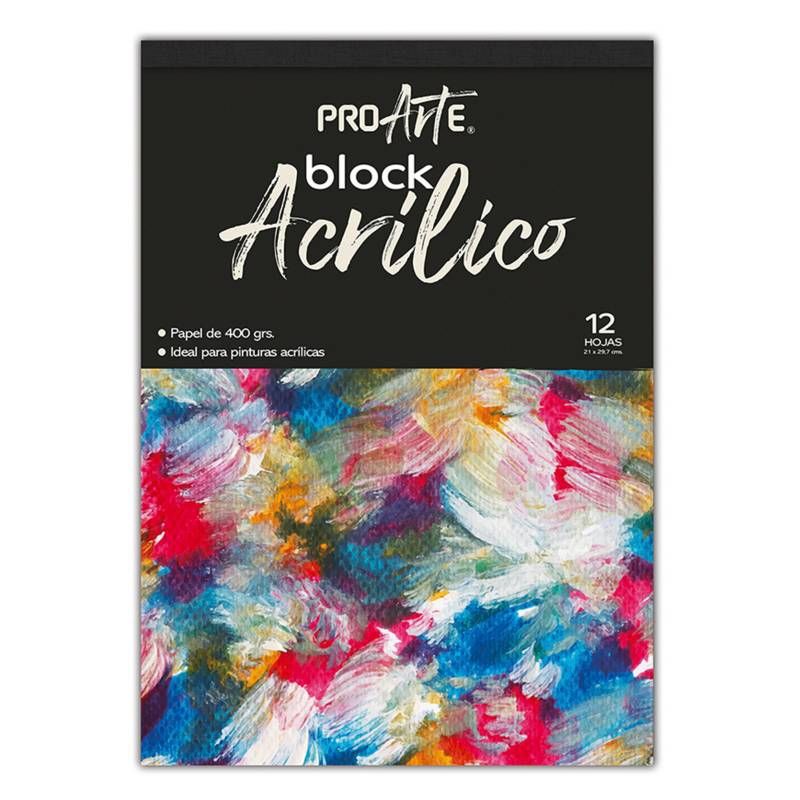PROARTE - Block 12 hojas de 400 grs para acrilico