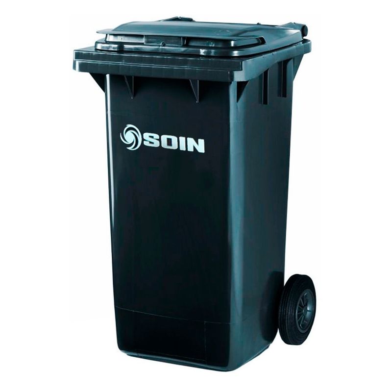GENERICO - CONTENEDOR DE RESIDUOS PLASTICO CON RUEDAS GRIS 240 LTS.