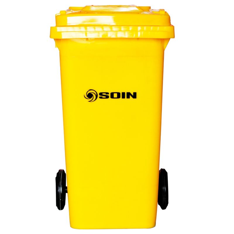 GENERICO - CONTENEDOR DE RESIDUOS PLASTICO CON RUEDAS AMARILLO 240 LTS.