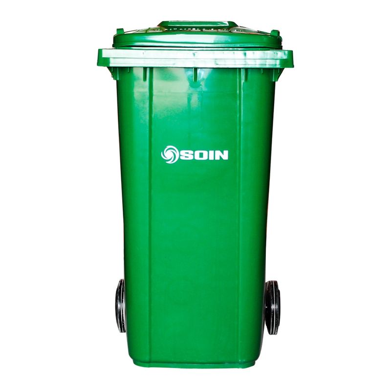 GENERICO - CONTENEDOR DE RESIDUOS PLASTICO CON RUEDAS VERDE 120 LTS.
