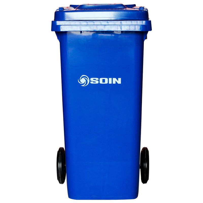 GENERICO - CONTENEDOR DE RESIDUOS PLASTICO CON RUEDAS AZUL 120 LTS.