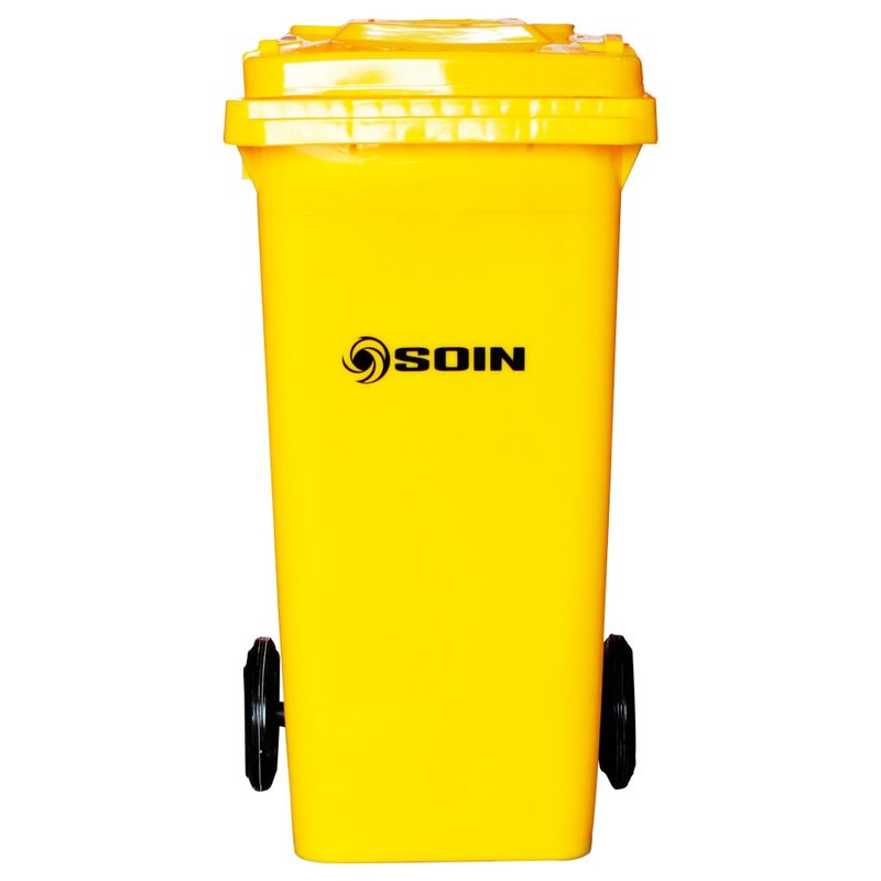 GENERICO - CONTENEDOR DE RESIDUOS PLASTICO CON RUEDAS AMARILLO 120 LTS.