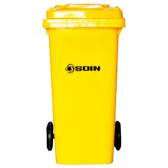 GENERICO - CONTENEDOR DE RESIDUOS PLASTICO CON RUEDAS AMARILLO 120 LTS.