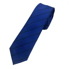 PHILIPPE SALVET - Corbata Microfibra Diseño Rayas Azul 6 cm