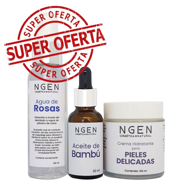 COSMETICA NATURAL NGEN - Tratamiento Antirojez - Crema - Agua de Rosas - Aceite de bambú