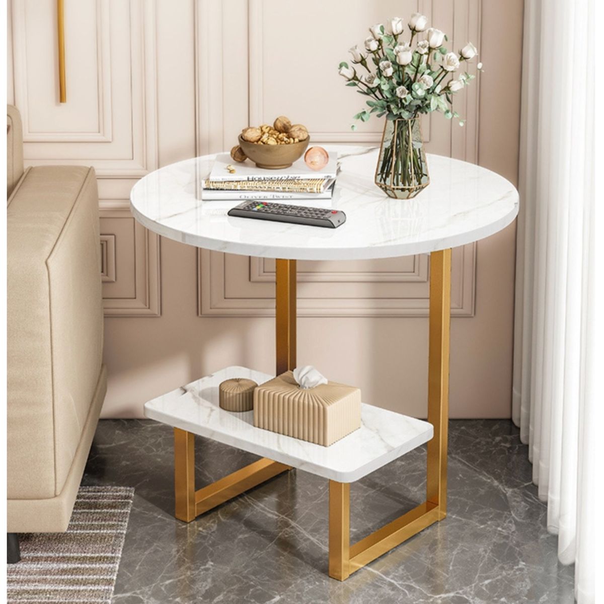 HOMER DESIGN - Mesa De Centro Redondo De Fierro Y Madera Living Vanguardia