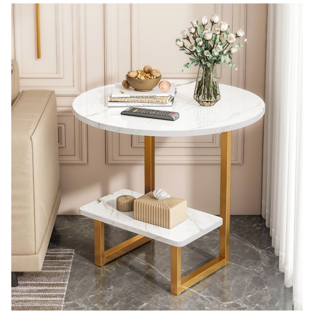 HOMER DESIGN - Mesa De Centro Redondo De Fierro Y Madera Living Vanguardia