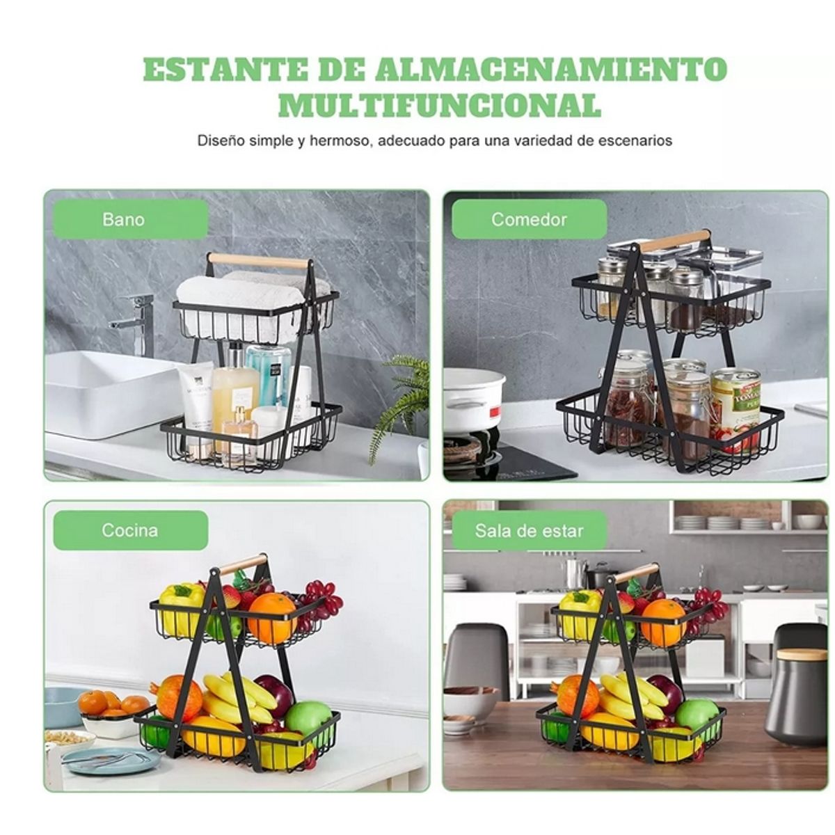 GENERICO - Estante Verdulero 2 Niveles Organizador Metal Multiuso Cocina